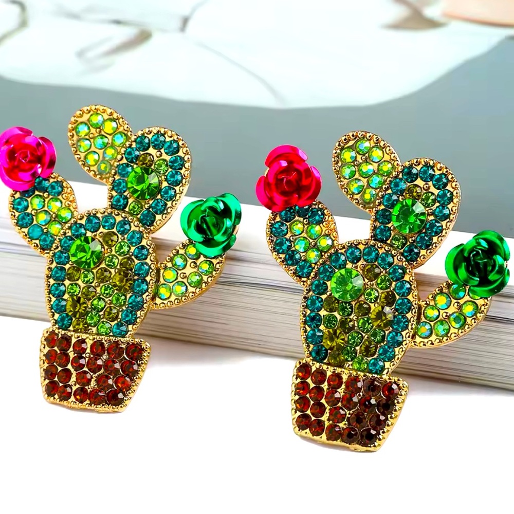 Austrian Crystal Cactus Earrings
